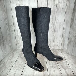 Escada Wool Leather Tall Zip Italian Boots Black 9 B PRISTINE